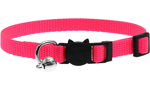 Unverzichtbares Katzenhalsband mit Sicherheitsverschluss Verstellbares Sicherheits-Katzenhalsband in Pink, leicht, mit Sicherheitsverschluss im Katzendesign und kleinem Glöckchen.