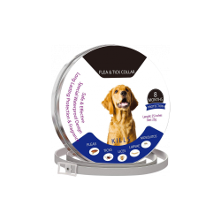Natürlicher Floh- und Zeckenhalsband für Hunde, 8 Monate Schutz gegen Flöhe und Zecken, wasserdicht und langlebiges Design.