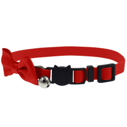 Rotes Katzenhalsband mit Bogen und Sicherheitsverschluss, verstellbar, leicht, mit Glöckchen für Charme und Sicherheit.