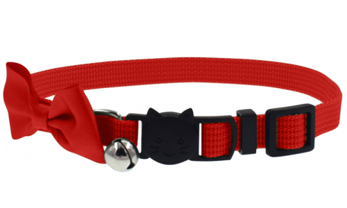 Stylisches Katzenhalsband mit Schleife Rotes Katzenhalsband mit Bogen und Sicherheitsverschluss, verstellbar, leicht, mit Glöckchen für Charme und Sicherheit.