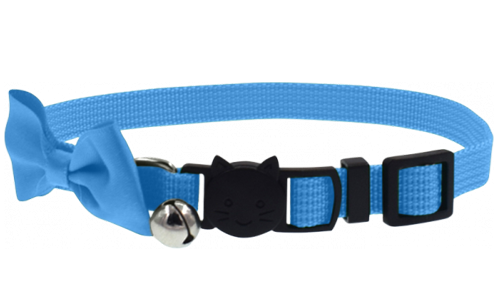 Stylisches Katzenhalsband mit Schleife Helles blaues Katzenhalsband mit Bogen und Sicherheitsverschluss, verstellbar, leicht, mit Glöckchen für Sicherheit.