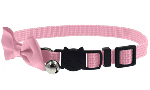 Stylisches Katzenhalsband mit Schleife Rosa Katzenhalsband mit Bogen und Sicherheitsverschluss, verstellbar, leicht, mit Glöckchen für Charme und Sicherheit.