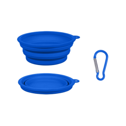 Blaues zusammenklappbares Hundeschälchen, 350 ml, kompakt, reisetauglich, zusammenklappbar für einfache Reinigung.