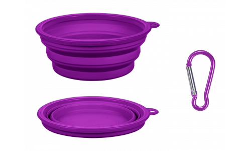 Faltbarer Hundenapf Violettes zusammenklappbares Hundeschälchen, 350 ml, kompakt, reisetauglich, zusammenklappbar für einfache Reinigung.