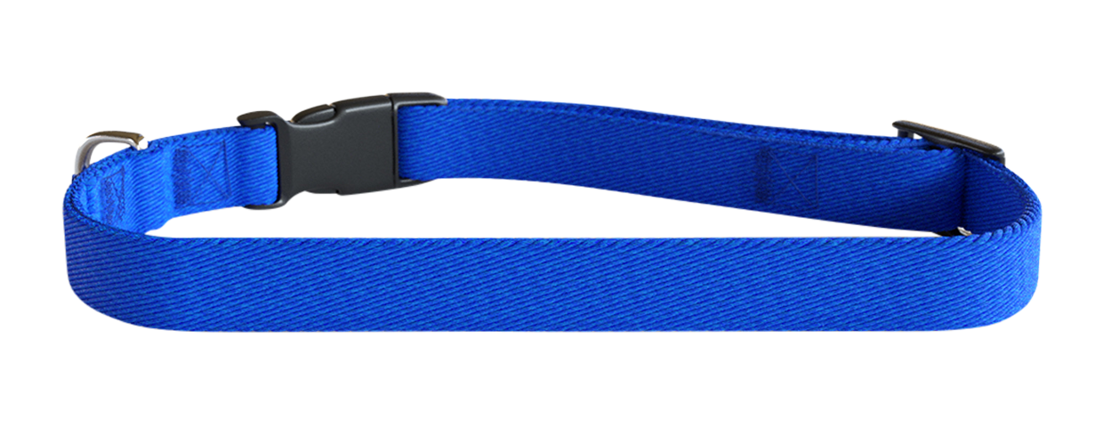 Besticktes Hundehalsband Blaues besticktes Hundehalsband, 30-46 cm lang, leichtes Nylon, personalisierbar mit Hundename und Details.