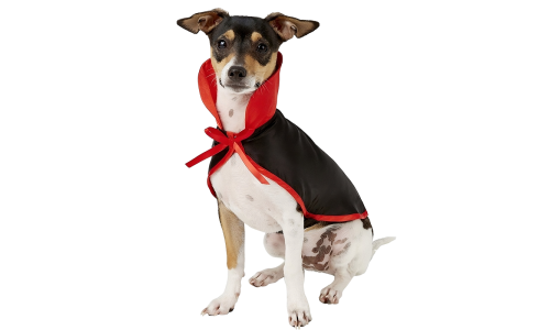 Hund-Vampir-Kostüm in Schwarz und Rot mit hohem Kragen und Fliege, 2-in-1 Set, leicht, langlebig und verstellbar.