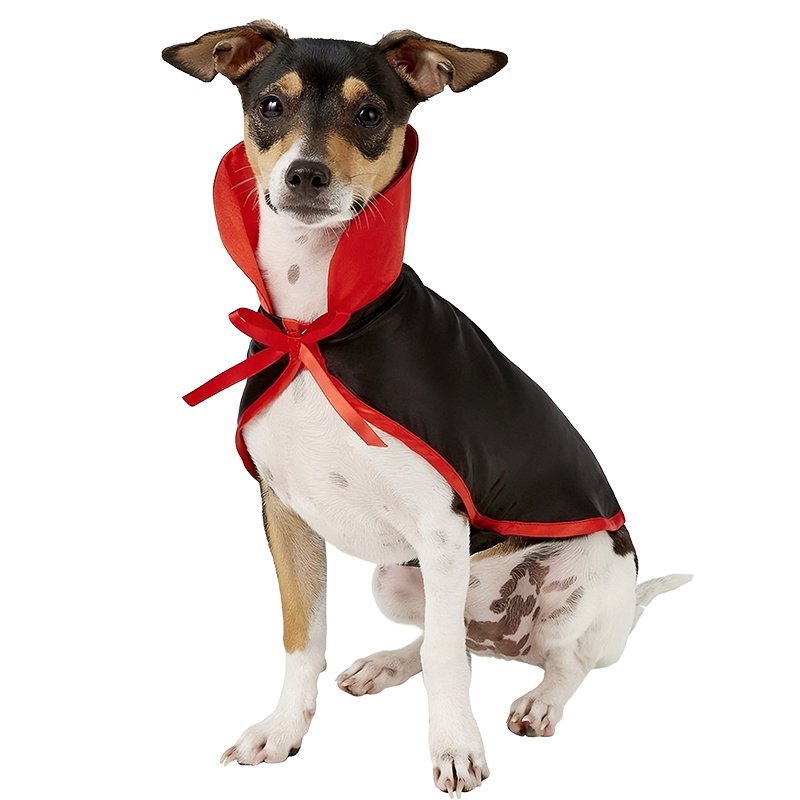 Hund-Vampir-Kostüm für Halloween Hund-Vampir-Kostüm in Schwarz und Rot mit hohem Kragen und Fliege, 2-in-1 Set, leicht, langlebig und verstellbar.
