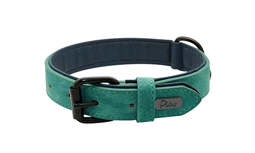 Luxus Hundehalsband Samt Grünes Luxus-Samt-Hundehalsband, 35-37 cm Länge und 1,7 cm Breite, mit schwarzem Metallverschluss und D-Ring.