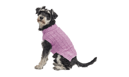 Rosa warmer Baumwollpullover für Hunde mit Zopfmuster, extra Schutz, hält Hunde bei kaltem Wetter warm.