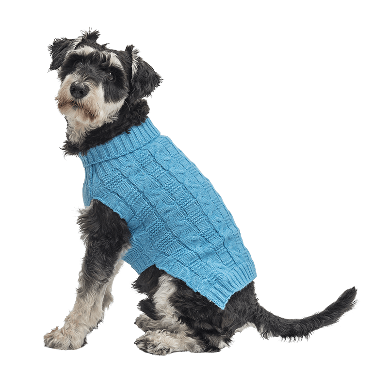 Warmer Baumwollpullover für Hunde Blauer warmer Baumwollpullover für Hunde mit Zopfmuster, extra Schutz, hält Hunde bei kaltem Wetter warm.