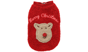 Geknöpfter Weihnachtsmantel für Hunde Roter Weihnachtsmantel für Hunde mit Rentier-Design aus Flanell, waschbar, hält Ihren Hund warm und komfortabel.