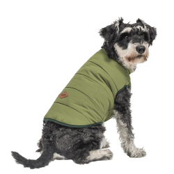 Grüne winddichte Hundewinterweste, bequeme Passform, entwickelt für Wärme und Schutz bei kaltem Wetter.