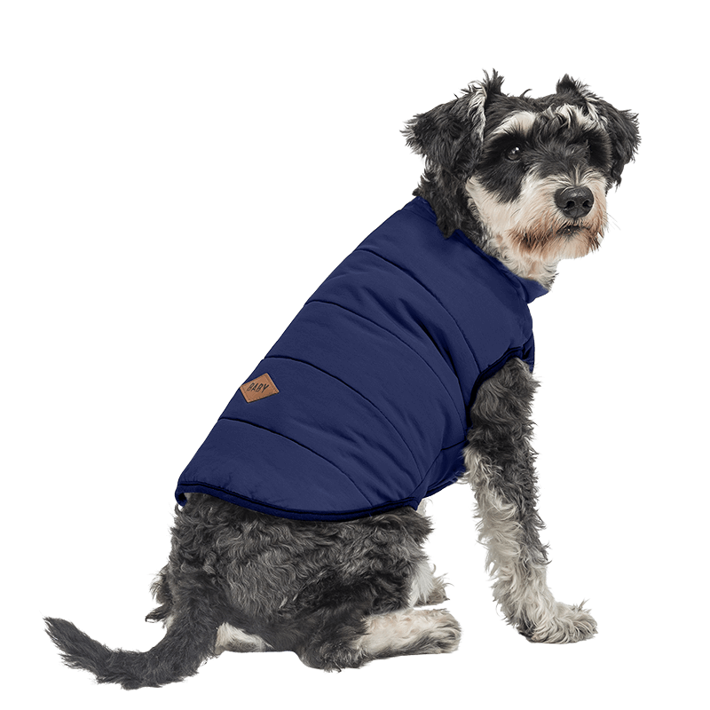 Winddichte Hundewinterweste Marineblaue winddichte Hundewinterweste, bequeme Passform, entwickelt für Wärme und Schutz bei kaltem Wetter.