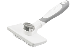 Selbstreinigende Hundeschmutzbürste Selbstreinigende Slicker-Bürste für Hunde und Katzen mit einziehbaren Borsten, Knopfmechanismus für einfache Fellentfernung.