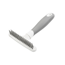 Hund-Unterfell-Striegel mit 32 Metallstiften und ergonomischem Griff, entfernt lose Haare und reduziert Haarausfall.