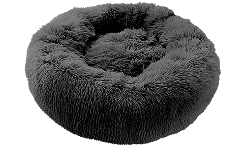 Luxuriöses Weiches Hundebett Luxuriöses weiches Hundebett in runder Form, dunkelgraue Farbe, hochwertiges weiches Material, mit Plüsch.