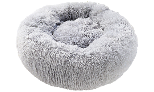 Luxuriöses Weiches Hundebett Luxuriöses weiches Hundebett in runder Form, graue Farbe, hochwertiges weiches Material, für deluxe Komfort.