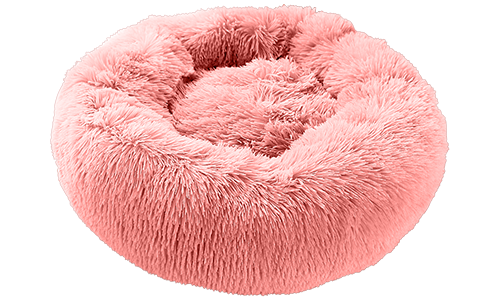 Luxuriöses Weiches Hundebett Luxuriöses weiches Hundebett in runder Form, rosa Farbe, hochwertiges weiches Material, für deluxe Komfort.