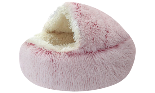 Pantoffel-Haustierbett Schlappen-förmiges Haustierbett in Pink mit flauschigem Innenraum, gemütliches Material, geschlossener Raum für Ruhe.