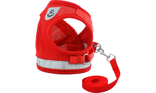 Reflektierende Hundegeschirrweste mit Passender Leine Rote reflektierende Hundegeschirrweste mit passender Leine, leicht, mit atmungsaktivem Mesh-Gewebe für bequeme Passform.