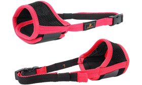 Weiches gepolstertes verstellbares Hund Maulkorb in Pink, leichtes Nylonmaterial, langlebig und leicht zu reinigen.