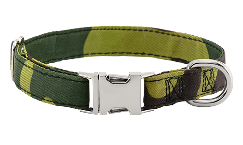 Hundehalsband mit Schnalle Hundehalsband mit Camouflage-Muster und verstellbarem Metallverschluss, 27 - 40 cm lang und 2 cm breit, mit D-Ring.