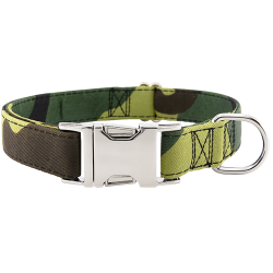 Hundehalsband mit Camouflage-Muster und verstellbarem Metallverschluss, 40 - 63 cm lang und 2 cm breit, mit D-Ring.