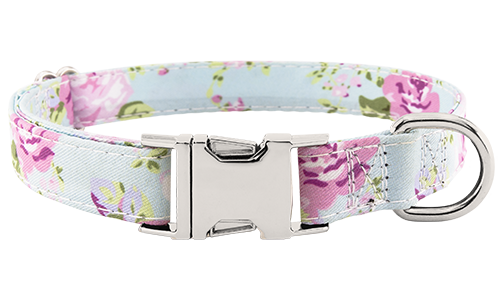 Hundehalsband mit Schnalle Hundehalsband mit Pastell-Blumenmuster und verstellbarem Metallverschluss, 27 - 40 cm lang und 2 cm breit, mit D-Ring.