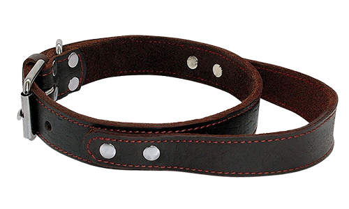 Braunes Hundehalsband aus echtem Leder mit Schnellzuggriff, langlebig und stark, mit verstellbarer Metallschnalle.