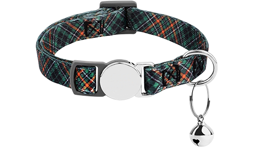 Breakaway-Katzenhalsband mit Metallschnalle Kariertes Katzenhalsband mit Metallverschluss, verstellbar und leicht für Komfort, mit kleinem Glöckchen.