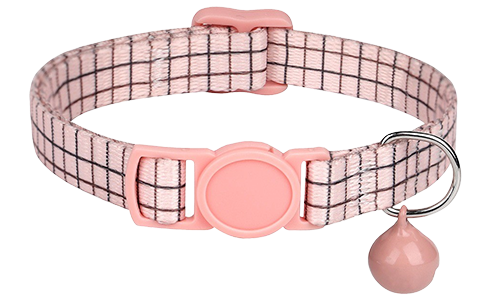 Breakaway-Katzenhalsband mit Metallschnalle Pink kariertes Katzenhalsband, verstellbar und leicht, mit passendem pinkem Verschluss und Glöckchen.