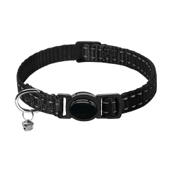 Reflektierendes schwarzes Katzenhalsband mit Sicherheitsverschluss, verstellbar, bequem, mit Glöckchen.