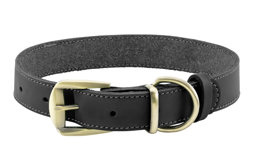 Luxuriöses Hundehalsband aus echtem Leder in Schwarz, langlebig und stark, hochwertiges Leder, mit Schnalle.