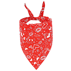 Rote Hundebandana mit weißen Herz- und Kussmustern, perfekt für den Valentinstag, maschinen- und handwaschbar.