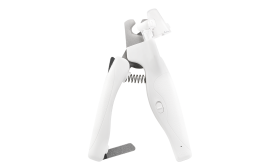 Weiße LED-Nagelschneider für Hunde mit eingebautem Licht, Sicherheitsvorrichtung, versteckter Nagelfeile, Griff.