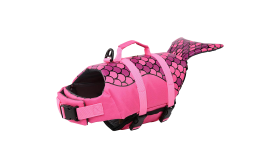 Stylische Hundeschwimmweste - Meerjungfrau Meerjungfrau-themed Hundeschwimmweste in Pink mit Schuppenmuster, verstellbar. Geeignet für verschiedene Hundetypen.
