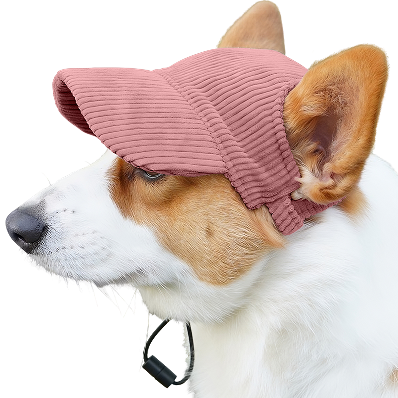 Atmungsaktive Hundesportmütze für den Sommer Corgi trägt einen atmungsaktiven hellrosa Hundesporthut, leicht, zum Sonnenschutz bei Sommerausflügen.