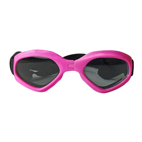 Stilvolle Hundesonnenbrille mit UV-Schutz Rote Hundesonnenbrille mit UV-Schutz, dunkel getönte Gläser für Augensicherheit und stilvolles Aussehen.