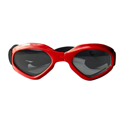 Stilvolle Hundesonnenbrille mit UV-Schutz Blaue Hundesonnenbrille mit UV-Schutz, dunkel getönte Gläser für Augensicherheit und stilvolles Aussehen.
