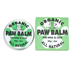 Grüne und weiße Dose mit biologischem, 100% natürlichen Pfotenbalsam für Hunde und Katzen, 60g, pflegt Pfotenpolster.