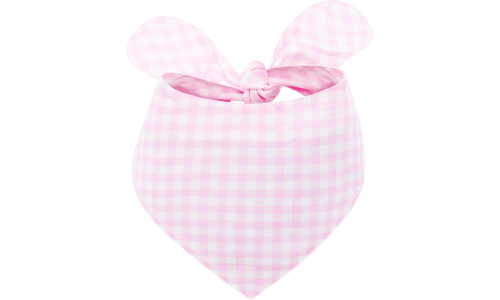 Pinkfarbene und weiße kariertes Hundebandana mit Knotenbindung, leicht zu waschen, aus 100% Baumwollgewebe.