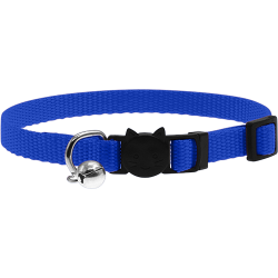 Verstellbares Sicherheits-Katzenhalsband in Blau, leicht, mit Sicherheitsverschluss im Katzendesign und kleinem Glöckchen.