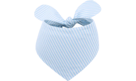 Personalisiertes stylisches Hundebandana mit gesticktem Namen Hellblaue und weiße gestreifte personalisierte Hundebandana mit Knotenbindung, individuell mit gesticktem Namen.