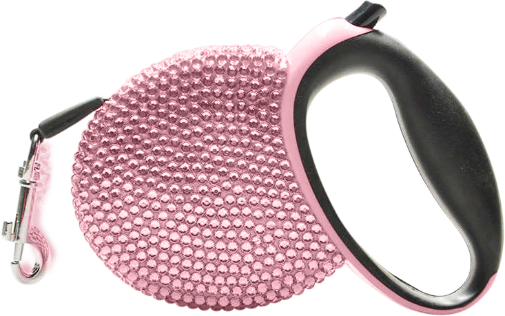 Luxuriöse Hundeleine mit Strass Rosa Luxus-Auszieh-Hundeleine, bedeckt mit funkelnden blauen Strasssteinen, mit schwarzem Griff, bis zu 3 Meter ausziehbar.