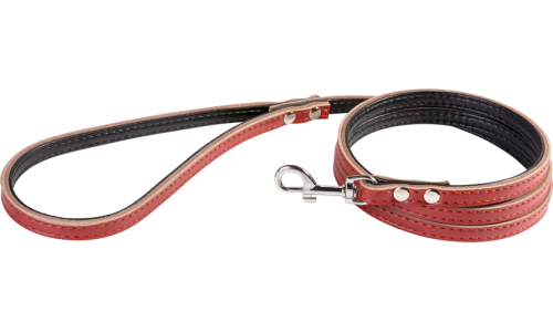 Rote Leder-Hundeleine, 1,5 Meter, Größe S, stabile Nähte, Verschluss, gepolsterte Innenseite aus echtem Leder.