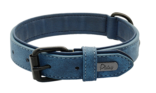 Luxus Hundehalsband Samt Blaues Luxus-Samt-Hundehalsband, 49-52 cm Länge und 2,7 cm Breite, mit schwarzem Metallverschluss und D-Ring.