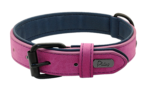 Luxus Hundehalsband Samt Rosa Luxus-Samt-Hundehalsband, 49-52 cm Länge und 2,7 cm Breite, mit schwarzem Metallverschluss und D-Ring.