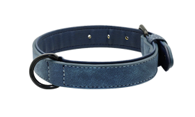Luxus Hundehalsband Samt Blaues Luxus-Samt-Hundehalsband mit weicher Innenpolsterung, 35-37 cm Länge und 1,7 cm Breite, für Komfort und Haltbarkeit.