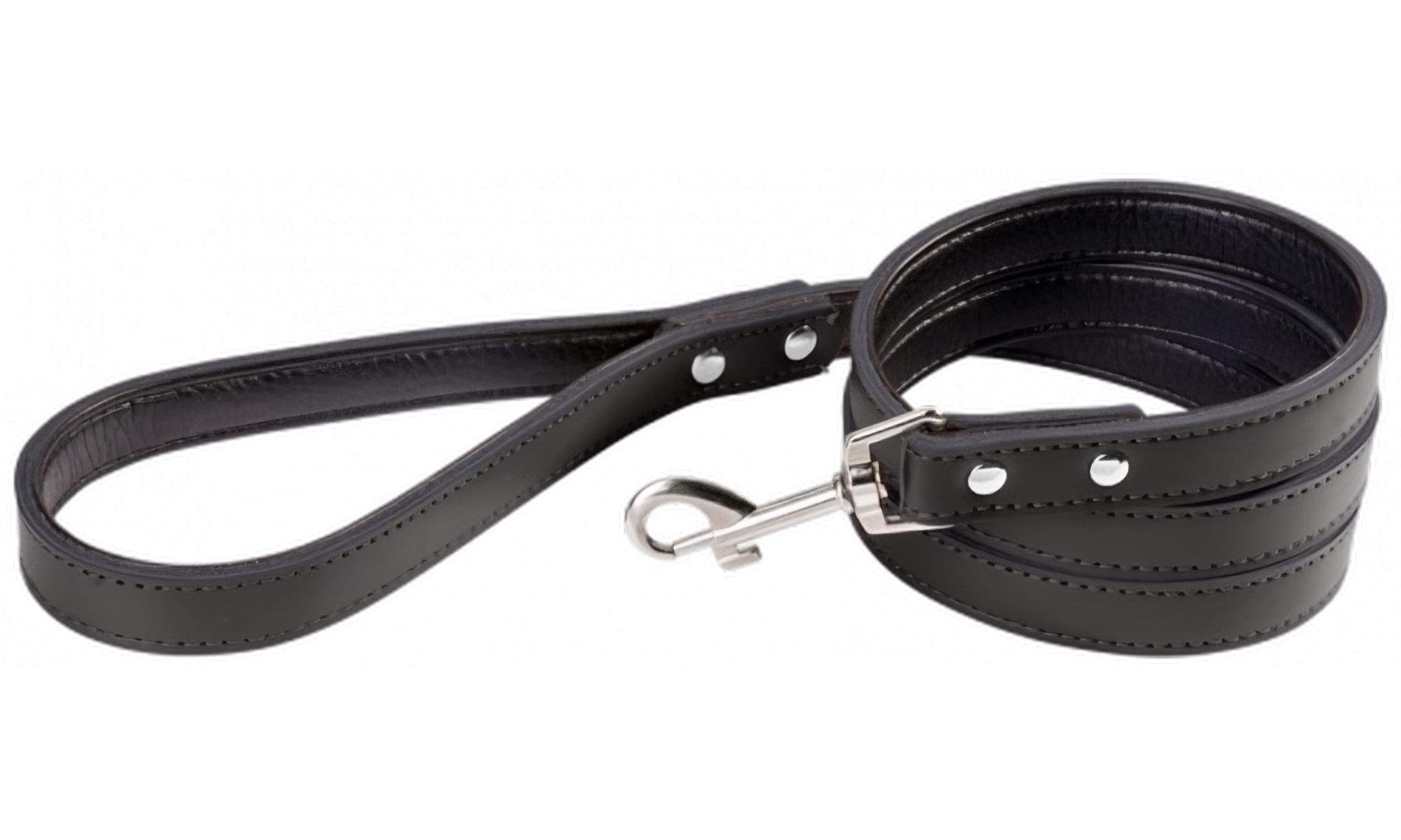 Lederhundeleine Schwarze Leder-Hundeleine, 1,5 Meter, Größe L, stabile Nähte, Verschluss, gepolsterte Innenseite aus echtem Leder.