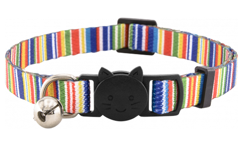 Katzenhalsband mit lustigem Muster Bunt gestreiftes Sicherheits-Katzenhalsband mit Glöckchen, verstellbar, leicht, designed für Sicherheit und Stil.